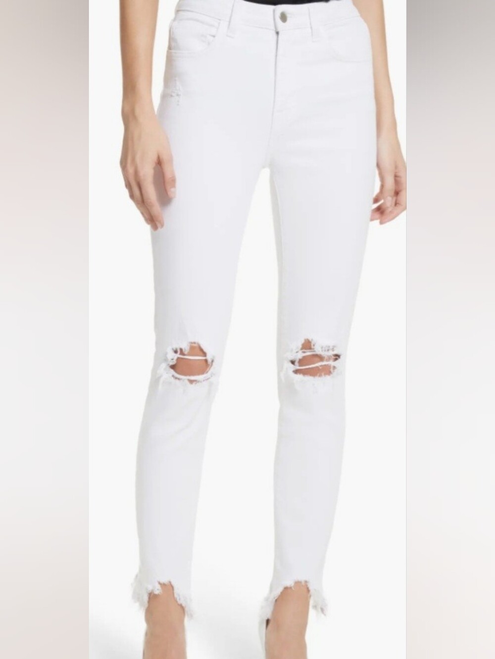 L'AGENCE White Ripped Skinny Jeans